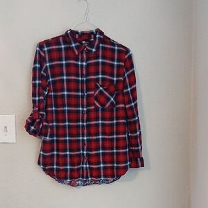 Kut from the Kloth Red and Blue‎ Plaid Button Down Shirt